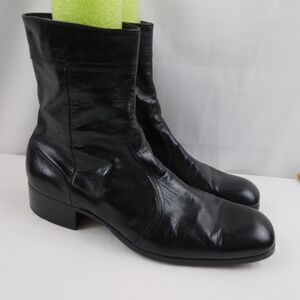 Vintage Florsheim Chelsea Boots Black Leather Ankle Dress Zipper Men's Size 9 B